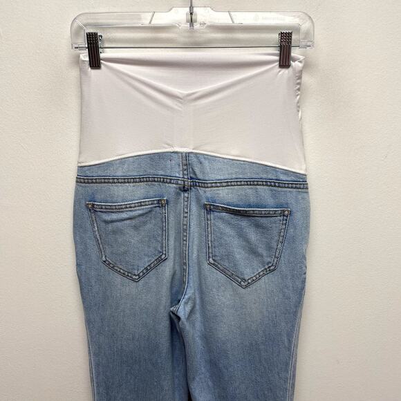 HATCH Over the Bump Maternity Flare Jeans Light Wash Stretch Distressed Size 26 - Picture 6 of 12